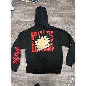 Betty Boop Graphic Hoodie Pullover Lips Print 1X Black Licensed‎